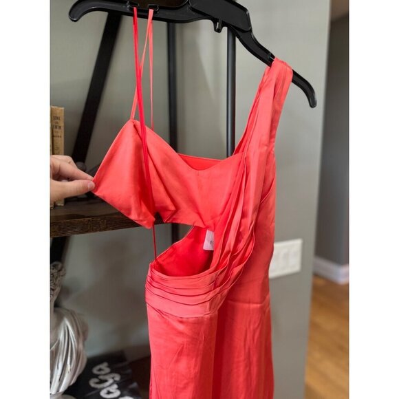 Amur Blynn Satin Cut Out Jumpsuit Spicy Coral Womens Size 2 - Picture 6 of 10